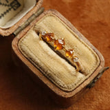 Vintage Silver Diamond Orange Gemstone Adjustable Ring