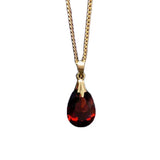 Silver Inlaid Ruby Water Drop Women Necklace Pendant