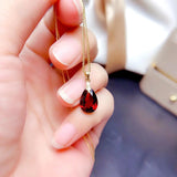 Silver Inlaid Ruby Water Drop Women Necklace Pendant