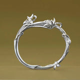 Ethnic Style Carved Orchid Bracelet Cold Wind Silver Jewelry