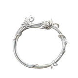Ethnic Style Carved Orchid Bracelet Cold Wind Silver Jewelry