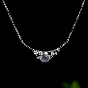 Plum Blossom Egg Pendant Necklace Retro Charm Women's Silver Jewelry