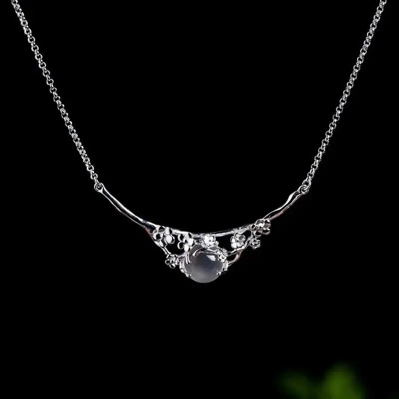 Plum Blossom Egg Pendant Necklace Retro Charm Women's Silver Jewelry