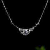 Plum Blossom Pendant Necklace Retro Charm Silver Jewelry