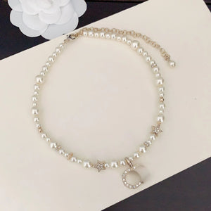 Vintage Pearl Necklace for Women, Diamond Jewelry Gift