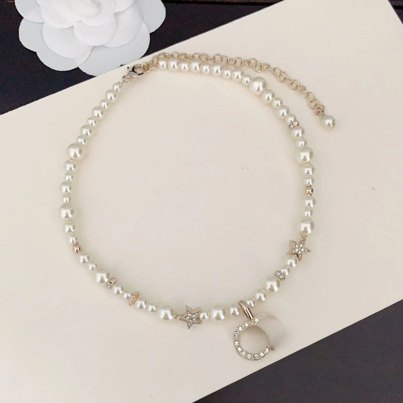 Vintage Pearl Necklace for Women, Diamond Jewelry Gift