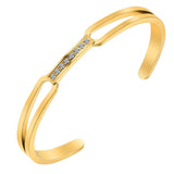 Personalized Cuff Bangle for Women Stainless Steel Bracelet Inlaid with Zircon