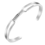 Personalized Cuff Bangle for Women Stainless Steel Bracelet Inlaid with Zircon