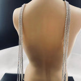 Rhinestone Tassel Choker Necklace Crystal Multi-layers Body Chain Necklace