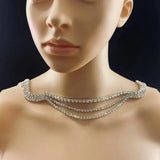 Rhinestone Tassel Choker Necklace Crystal Multi-layers Body Chain Necklace