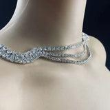 Rhinestone Tassel Choker Necklace Crystal Multi-layers Body Chain Necklace