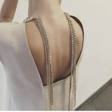Rhinestone Tassel Choker Necklace Crystal Multi-layers Body Chain Necklace