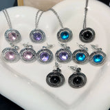 Saturn Planet Necklace Earrings Set Rhinestone Stainless Steel Jewelry Party