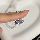 Saturn Planet Necklace Earrings Set Rhinestone Stainless Steel Jewelry Party