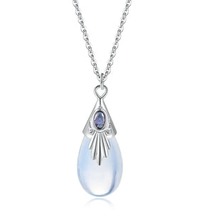 Moonstone Pendant Necklace Silver Chain Jewelry