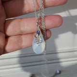 Moonstone Pendant Necklace Silver Chain Jewelry