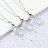 Moonstone Pendant Necklace Silver Chain Jewelry
