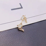 Natural Chalcedony Fox Diamond Earrings - Retro Charm Silver Jewelry