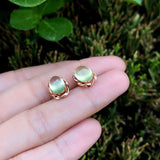 Prehnite Oval Egg Noodle Earrings Twist Charm Silver Jewelry
