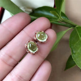 Prehnite Oval Egg Noodle Earrings Twist Charm Silver Jewelry