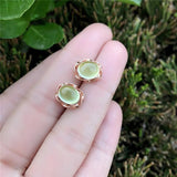 Prehnite Oval Egg Noodle Earrings Twist Charm Silver Jewelry