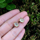 Prehnite Oval Egg Noodle Earrings Twist Charm Silver Jewelry