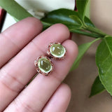 Prehnite Oval Egg Noodle Earrings Twist Charm Silver Jewelry
