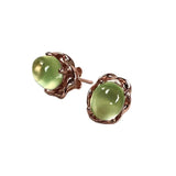 Prehnite Oval Egg Noodle Earrings Twist Charm Silver Jewelry