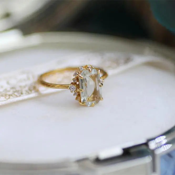 Vintage Crystal Diamond Adjustable Ring
