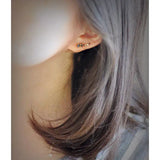 Inlaid Agate Wings Leaf Earrings Retro Light Charm Female Silver Jewelry