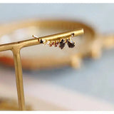 Inlaid Agate Wings Leaf Earrings Retro Light Charm Female Silver Jewelry
