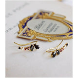 Inlaid Agate Wings Leaf Earrings Retro Light Charm Female Silver Jewelry
