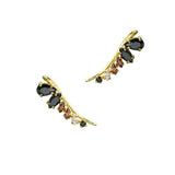 Inlaid Agate Wings Leaf Earrings Retro Light Charm Female Silver Jewelry