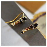 Inlaid Agate Wings Leaf Earrings Retro Light Charm Female Silver Jewelry