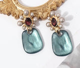 Women's Resin Gem Flower Ear Clip Retro High-End Jewelry