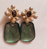 Women's Resin Gem Flower Ear Clip Retro High-End Jewelry