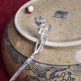 Thai Silver Retro Hairpin Chinese Flowers Hair Jewelry