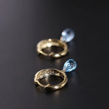 S925 Silver Oval Crystal Pendant Earrings