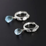 S925 Silver Oval Crystal Pendant Earrings