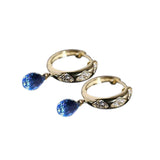 S925 Silver Oval Crystal Pendant Earrings