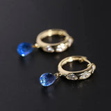 S925 Silver Oval Crystal Pendant Earrings