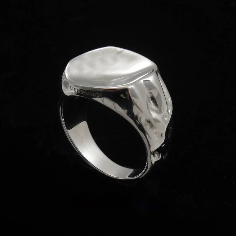 Thai Silver Irregular Opening Adjustable Ring Hip-Hop Jewelry