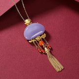 Ancient Craftsmanship Inlaid Geometric Hetian Jade Palace Necklace Pendant