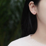 Inlaid Ruby Round Earrings - Silver Jewelry
