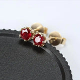 Unique Six-Claw Inlaid Ruby Face Earrings Women's Silver Jewelry