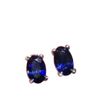 Inlaid Oval Sapphire Stud Earrings