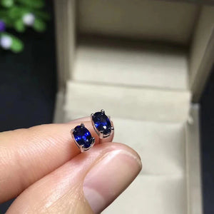 Inlaid Oval Sapphire Stud Earrings