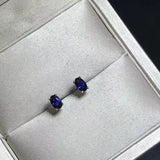 Inlaid Oval Sapphire Stud Earrings