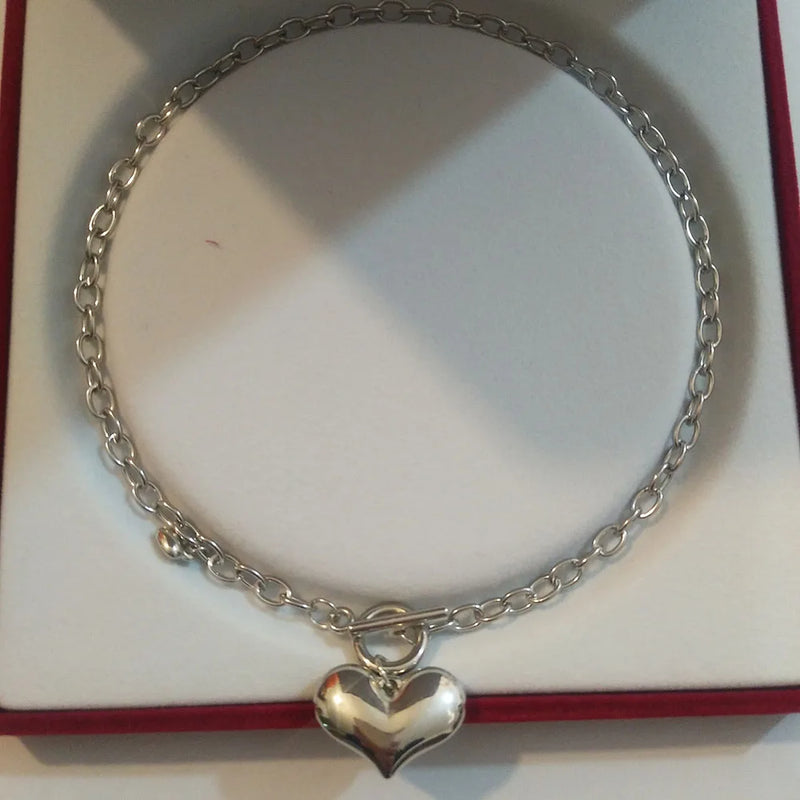 Double Heart Chain Necklace Punk Pendant Hip Hop Jewelry