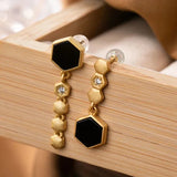 Geometric Honeycomb Agate Jewelry Set - Chinese Retro Charm